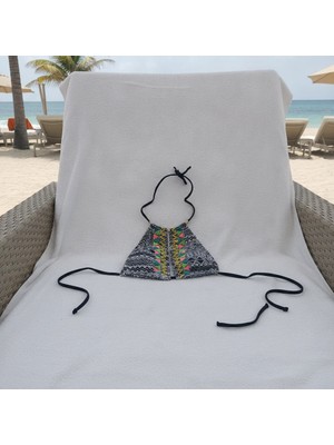 Bonbon Kadın Plaj Giyim Boyundan Bağlamalı Desenli Bikini Üst BB2574