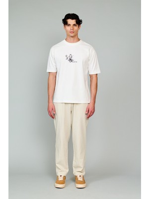 Vaneda Kartal Baskılı T-Shirt Beyaz
