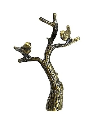 Belirtilmemiş Royal Designs F-5029AB Ağaçtaki Küçük Kuşlar Lamba Tepesi, 19,4 Cm, Antik Pirinç