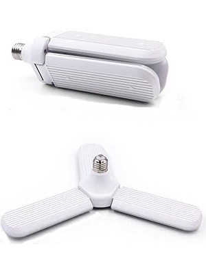 Belirtilmemiş Pervane LED Ampul 3 Kollu Katlanabilir Cata 42W 6400K Beyaz Işık Yaprak LED Ampul