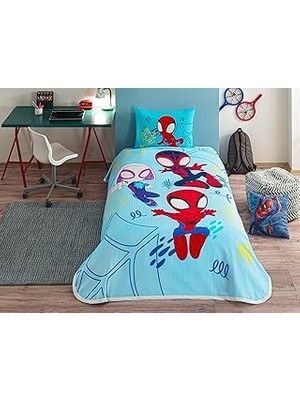 Belirtilmemiş Taç Spidey Amazing Team Standart Pamuk Nevresim Takımı, Mavi, Tek Kişilik