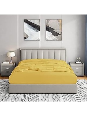 Belirtilmemiş Soley | Jersey |%100 Doğal Pamuklu Tek/çift Kişilik Lastikli Çarşaf Hardal Sarisi