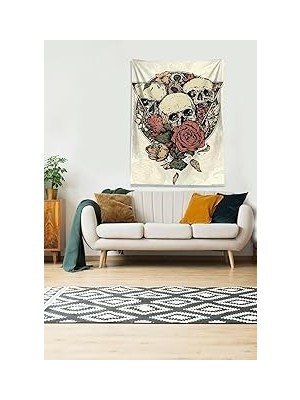 Belirtilmemiş Pelangi Bej Kuru Kafa Leke Tutmaz Kadife Kumaş Duvar Örtüsü Duvar Halısı Tapestry DWLL427, 70 x 100