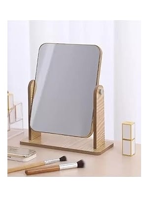 Belirtilmemiş Gaman Ahşap Ayna Tek Taraflı Masaüstü Makyaj Aynası Prenses Masa Aynası Ergonomik Şık Tasarım 18X13
