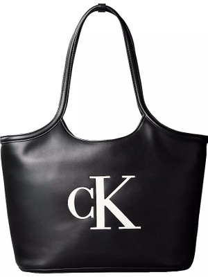Calvin Klein Kadın Marka Logolu Düz Deri Kısa Askılı Siyah Çanta LV04F3562G-3L2