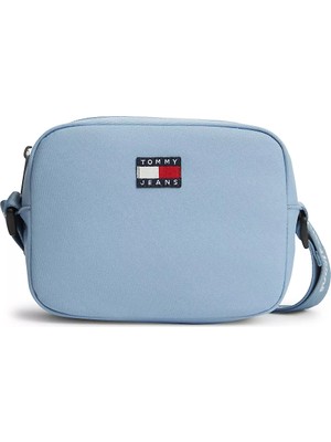 Tommy Hilfiger Kadın Logo Baskılı Ayarlanabilir Omuz Askılı Logo Etiketli Mavi Çanta AW0AW18769-DAR