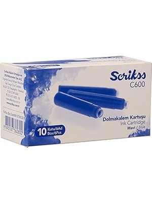 Belirtilmemiş Scrikss Kartuş Dolma Kalem Kartuşu 6'lı Blister 10'lu Paket Mavi