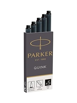 Belirtilmemiş Parker Quink Dolma Kalem Kartuşu, Siyah, 5'li Kutu