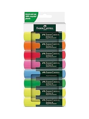 Belirtilmemiş Faber-Castell Fosforlu Kalem Seti, 8’li, Su Bazlı Mürekkep, Kesik Uç, 3 Farklı Çizgi Kalınlığı, Yen