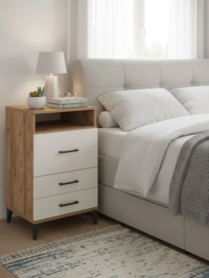 Kronos Komodin Tek Raflı 3 Çekmeceli 60X59X96 Çam-Aytaşı