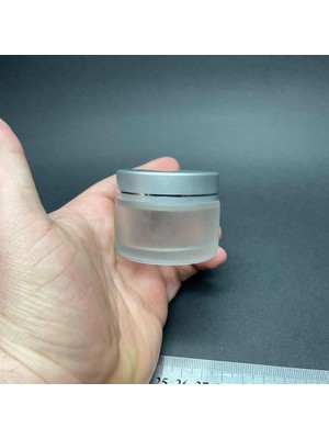 Belirtilmemiş 50 cc Buzlu Cam Krem Kavanoz, Gümüş Kapaklı Iç Contalı, 50ML Buzlu Cam Krem Kavanoz x 10 Adet