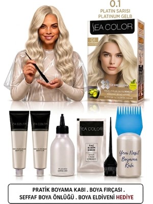 Sea Color Set Saç Boyası 0.1 Platin Sarısı 2 Li +Pratik Boya Kabı