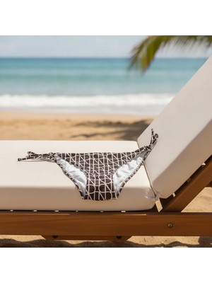 Bonbon Kadın Plaj Giyim Kahverengi Desenli Ipli Bikini Alt BB2582
