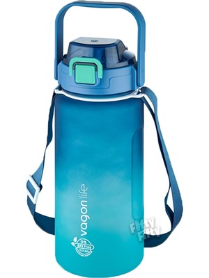 Belirtilmemiş Vagonlife Tritan 1500ML Askılı-Pipetli/pipetsiz Kullanım Çift Renk Softtouch Motivasyon Matarası Çı