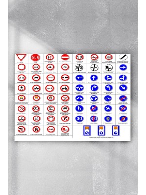 Belirtilmemiş Postermanya (PSTER8904) Trafik Işaretleri Eğitim Posteri (80X115CM)