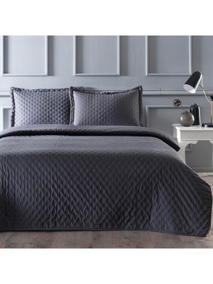 Belirtilmemiş Linens Gardenia Çift Kişilik Yatak Örtüsü Seti Antrasit