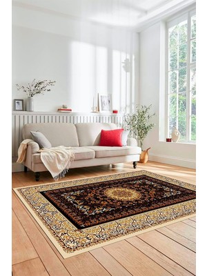 Belirtilmemiş Şık Klasik Desen Dijital Kaymaz Taban Yıkanabilir Yolluk Mutfak Salon Halısı Klasi̇k-14, Kahverengi,