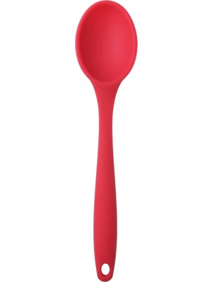 Belirtilmemiş Silikon Servis ve Yemek Hazırlama Kaşığı, Yumuşak Uç, Komple Silikon, 27 Cm, Kırmızı Kaşık, Yanmaz