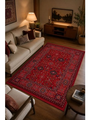 Sultan Halı Kırmızı Afgan Tarzı Altı Kaymaz Yıkanabilir Şönil Kilim & Halı | SDF009