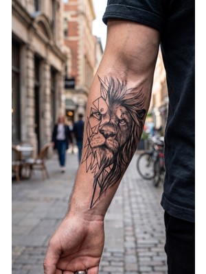 BP Tattoo Geometrik Aslan Geçici Kol Bacak Omuz Dövmesi