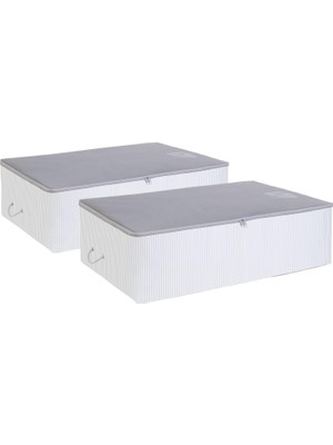 Belirtilmemiş Ocean Home Textile 2 Adet Mega Boy Gri Çizgili Stuff&things Baza Altı Hurç Set 74 x 46 x 22 cm