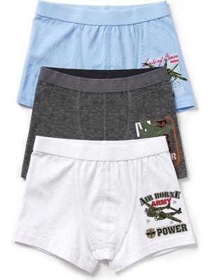 Öts Erkek Çocuk 3’lü Pamuklu Boxer Baskılı Premium Günlük Kullanım (7394-3)