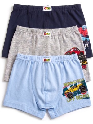 Öts Erkek Çocuk 3’lü Pamuklu Boxer Baskılı Ergonomik Tasarım (7396-3)