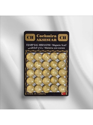 Cachmira 25'li 12 mm Simli Sedef Krem Eşarp Şal Mıknatısı Tesettür Aksesuarı