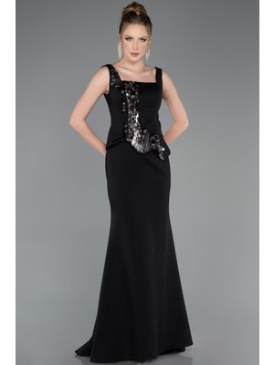 Abiyefon Kolsuz Kare Yaka Peplum Uzun Balık Abiye ABU5768