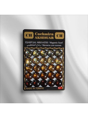 Cachmira 25'li 12 mm Simli Gri Eşarp Şal Mıknatısı Şık Tesettür Aksesuarı