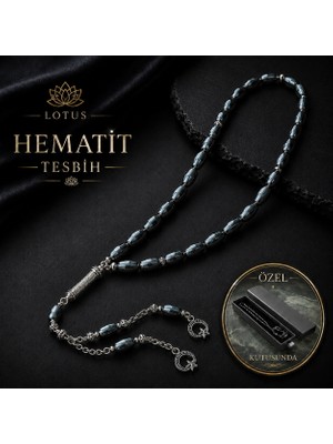 📿 Dark Noble Ultra Premium Tesbih – Ince Taneli Hematit Erkek Tesbihi | Lotus Atölye ve İyi Yaşam Merkezi