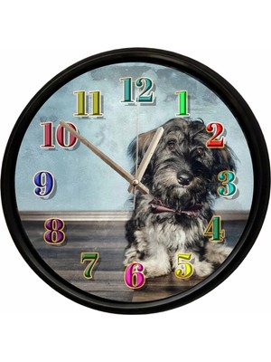 Caseras Sevimli Yavru Köpek Tasarımlı Dekoratif Duvar Saati 28 cm Sessiz Mekanizma