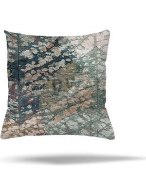 Belirtilmemiş Pelangi Yaprak Desenli Batik Gizli Fermuarlı Kırlent Kılıfı, Yeşil 45 x 45