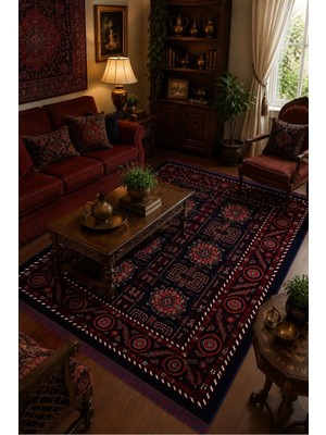 Sultan Halı Kırmızı Afgan Tarzı Altı Kaymaz Yıkanabilir Şönil Kilim & Halı | SDF023