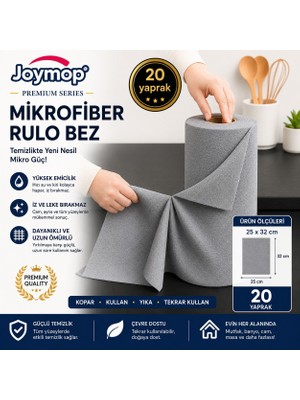 JOYMOP (20 Yaprak )%100 Mikrofiber Kopart-Kullan Temizlik Bezi 25×32 Çok Amaçlı ve Ultra Emici Premium Seri
