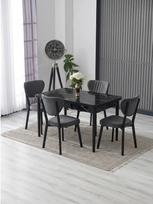 JoyMassa 70X110 Sabit Masa ve 4 Adet Elma Sandalye