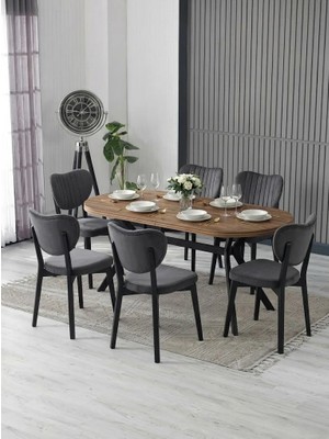 JoyMassa Nova Mdf Yemek Masası Takımı (6 Adet Elma Sandalye/ 90X180 cm Yemek Masası)