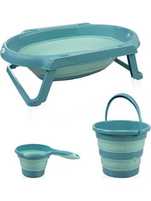 ÖNÇ - PRİME Katlanır Banyo 3'lü Küvet Seti 765 Turkuaz