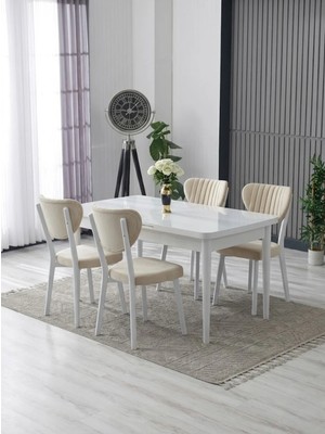 JoyMassa 70X110 Sabit Masa ve 4 Adet Elma Sandalye
