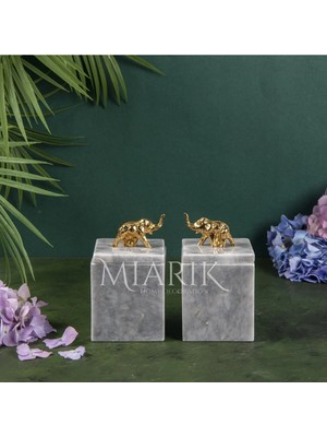 Miarik Design Dekoratif Grı Mermer Aksesuar Detaylı Kare Baharatlık, Kutu
