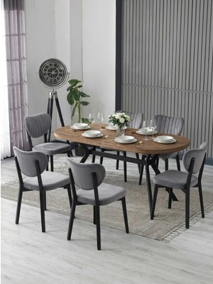 JoyMassa Nova Mdf Yemek Masası Takımı (6 Adet Elma Sandalye/ 90X180 cm Yemek Masası)
