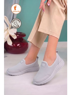 Albishoes Kadın Anne Bağcıksız Fileli Rahat Günlük Yürüyüş Babet Ayakkabı Anatomik Spor Ayakkabı