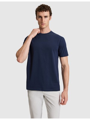 Pierre Cardin Erkek Lacivert Regular Fit %100 Pamuk Bisiklet Yaka Tişört 50327872-VR033