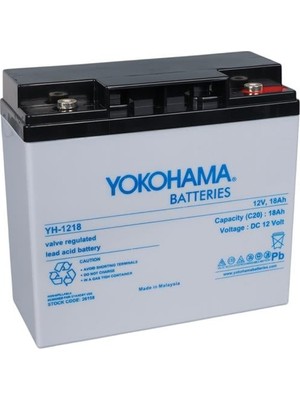 Akıllı Bayi Yokohama YH-121.8 12 Volt - 18 Amper Akü (181X76X167 Mm)