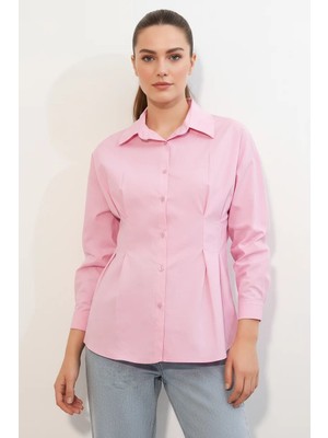 Klins Kids Kadın Belden Oturtmalı Pembe Gömlek