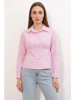 Klins Kids Kadın Belden Oturtmalı Pembe Gömlek