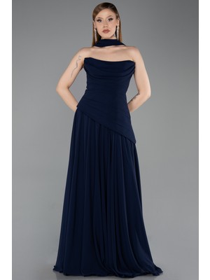 Abiyefon Straplez Peplum Kesim Uzun Şifon Abiye Elbise ABU5763