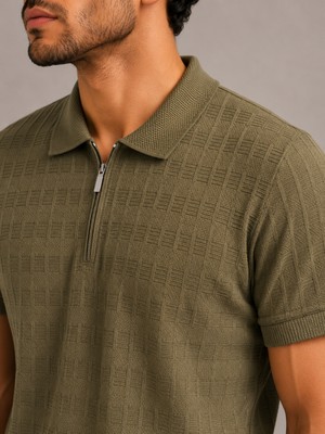 Advante ADV-4909 Polo Yaka Fermuarlı Tişört/haki/xl