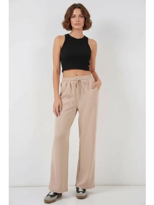 Klins Kids Kadın Beli Ipli Fitilli Bej Pantolon