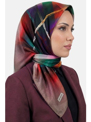 Hadiora Kadın Vizon Pembe  Soyut Çizgi Desenli Dikişli Yazma